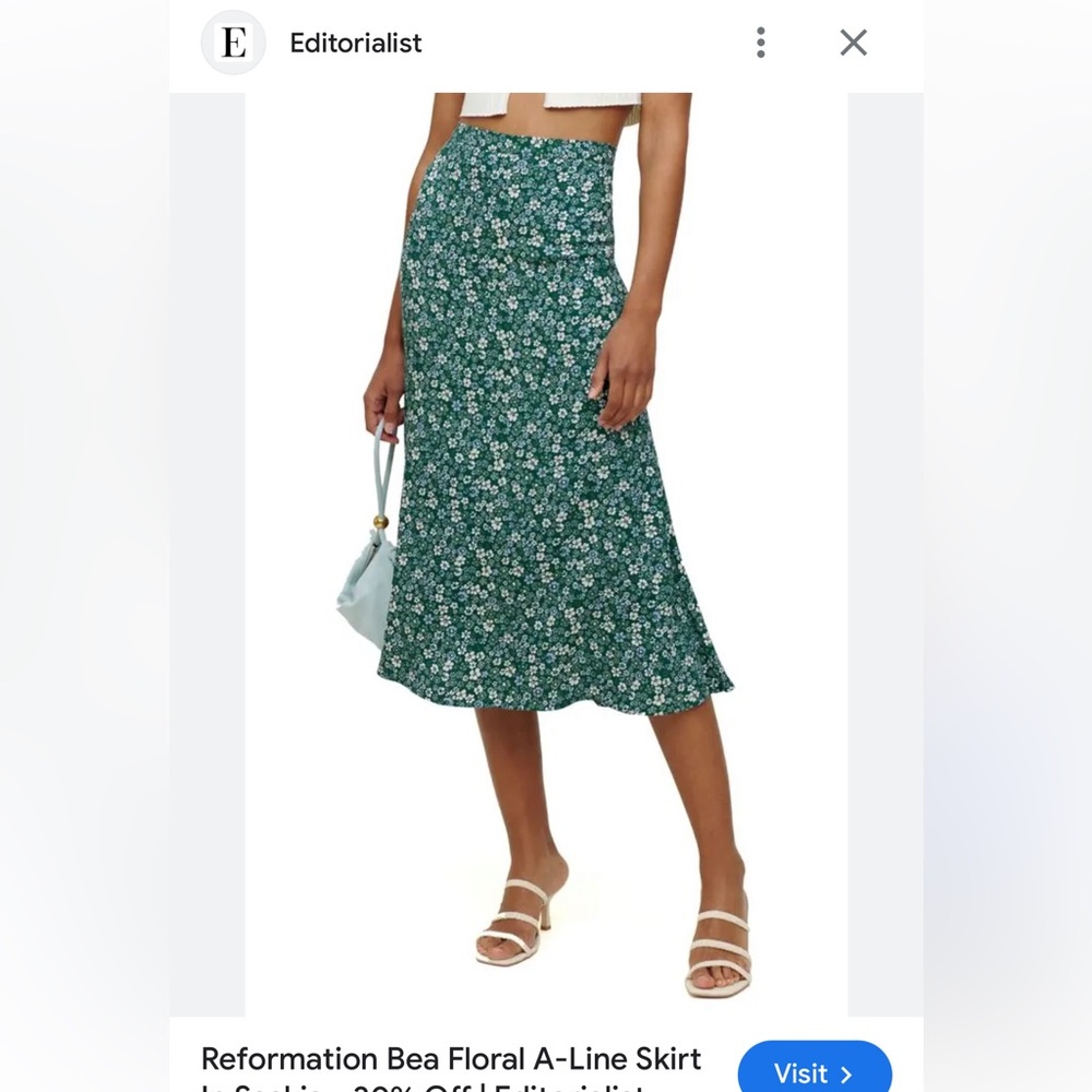 Reformation bea floral midi skirt